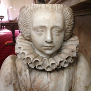 Isabel Wray, at the foot of her father's tomb in Glentworth